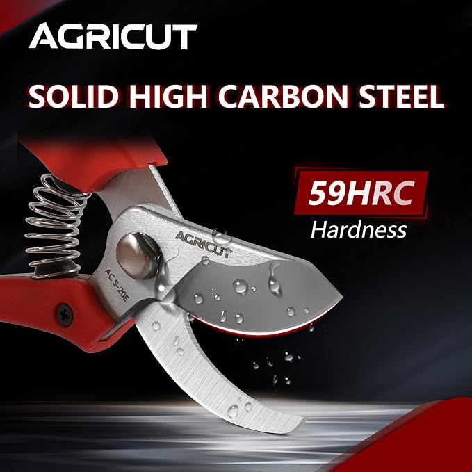 AGRICUT 7" Pruning Shears Heavy Duty Professional, Made of Japanese SK5 Steel Blades, 4/5 Cut Capacity, Bypass Hand Pruners Garden Clippers for Tree Flower Branch Trimming, S20E