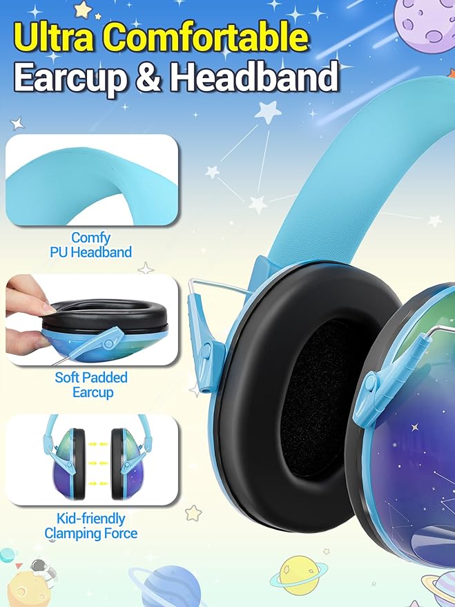 Dr.meter Kids Ear Protection for Monster Jam, 27.4dB Noise Cancelling Headphones for Kids Adults, Adjustable Ear Muffs for Noise Reduction for Austim, Fireworks, Concerts and Sports Events