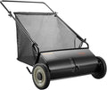 VEVOR Push Lawn Sweeper, 26 Inch Leaf & Grass Collector, Strong Rubber Wheels & Heavy Duty Thickened Steel Durable to Use with Large Capacity 7 ft³ Mesh Collection Bag, 4 Spinning Brushes