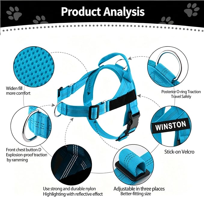 Pawly Lab Co No-Pull Harness,No Pull Dog Harness with Soft Padded Handle | Reflective Adjustable Breathable Mesh Pet Vest,Easy On-Off Soft Padded Harness,Easy for Training Walking for dogs of all size