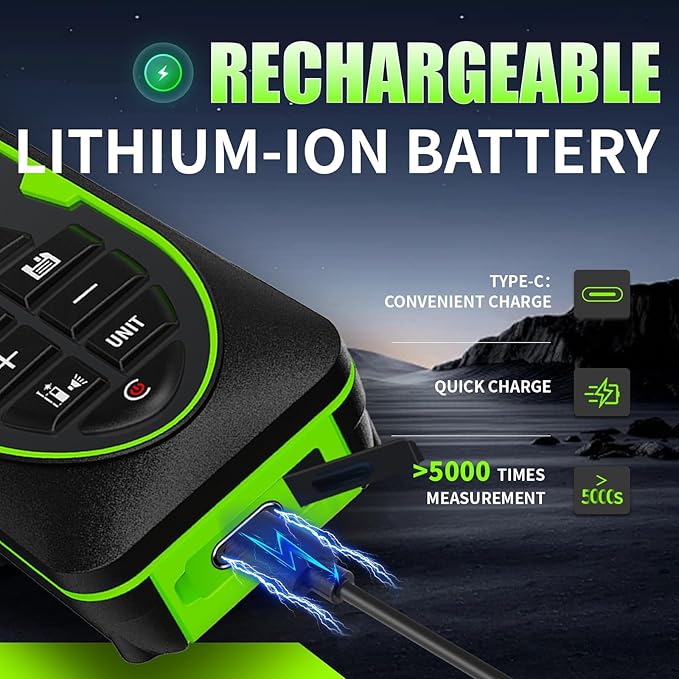 Mini Green Laser Distance Meter 262Ft – Rechargeable Digital Measuring Tool with USB Type-C, Area/Volume Modes, Max/Min, ±3mm Accuracy, Pocket-Sized Compact Design