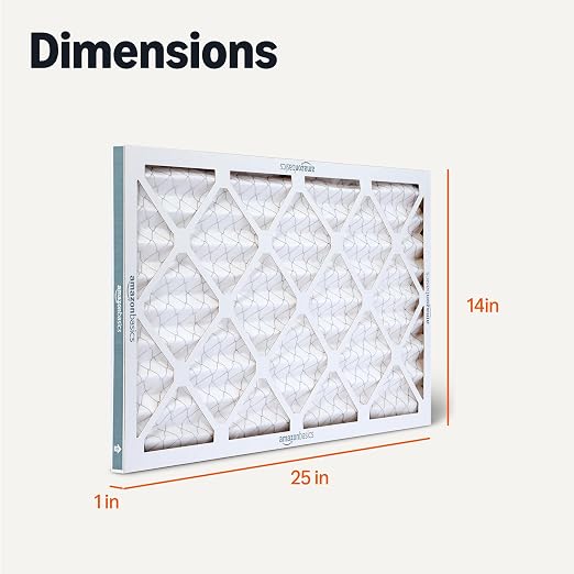 Amazon Basics MERV 5 AC Furnace Air Filter, 14x25x1 inches, 6-Pack (Actual size: 13.75" x 24.75" x 0.75")