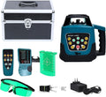 Rotary Laser Level Kit, 360 Degree Automatic Self Leveling Green Beam Horizontal Vertical Laser Transit, 500m Working Range for Construction, Building, Surveying - Blue