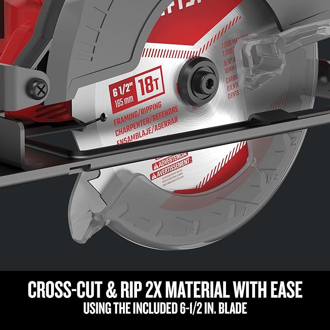 CRAFTSMAN V20 MAX Cordless Power Tool Kit, Circular Saw with 6 1/2 inch Blade, 1/4 inch Impact Driver, 1/2 inch Drill/Driver, LED Task Light, Battery and Charger Included (CMCK401D2AM)