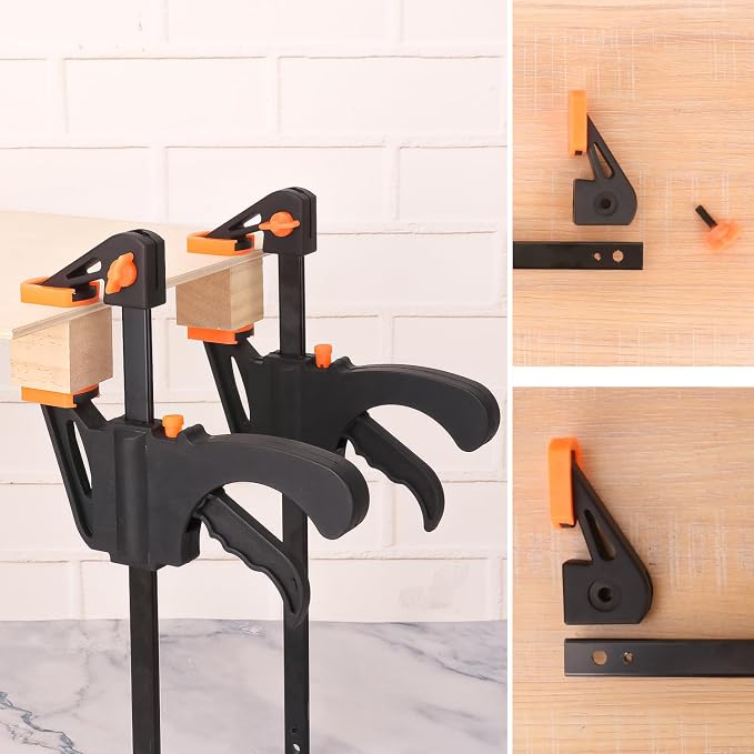 7 PCS 8 Inch Bar Clamps for Woodworking, Orange E-Z Hold Woodworking Bar Clamps Set, One-Handed Quick F Clamps, F Clamps Set for Carpenters & Woodworkers Tools