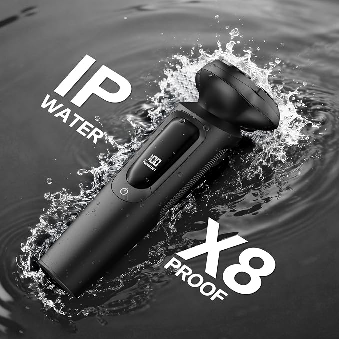 Electric Razor for Men, 3D Flex Blades with Pop-Up Trimmer, IPX8 Waterproof, Type-C Quick Charge, LED Display, Travel Lock, Wet & Dry Shave, Twilight Gray, Gifts for Men Husband Father