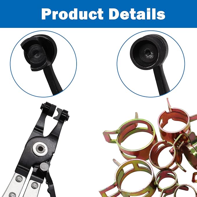 Tnisesm 121Pcs 6-22mm Spring Hose Clamp Assortment Kits with Swivel Flat Band Fuel Hose Clamp Plier, Silicone Vacuum Hose Action Pipe Clamp Low Pressure Air Clip Clamp for Hose Clamps