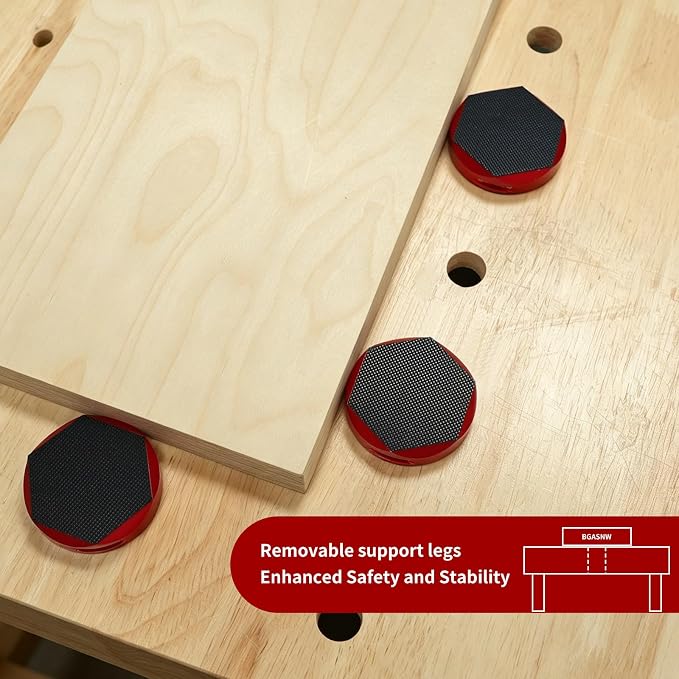 Bench Pucks for 3/4" Dog Holes, 4-Pack Aluminum with Removable Pegs