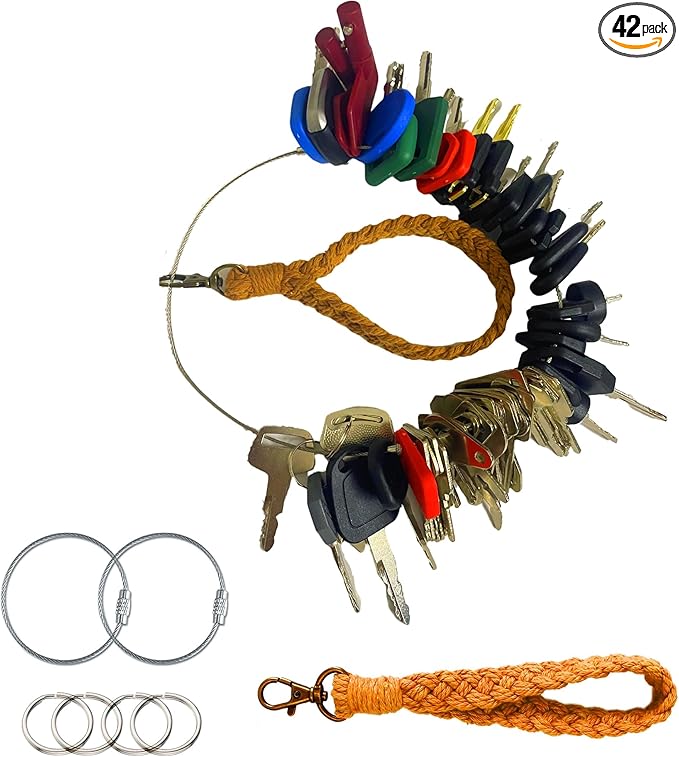42 Heavy Equipment Keys Master Set, Construction Ignition Key for Cat Caterpillar Case JD John Deere Hyster Komatsu Kubota Yanmar Daewoo Takeuchi Ford New Holland Volvo JCB & etc