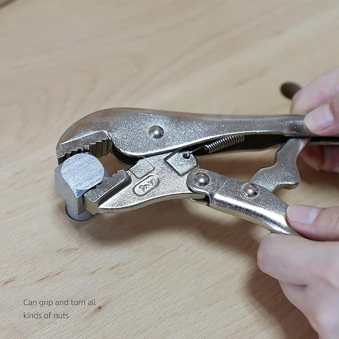 Amazon Basics 5-Piece CR-V Locking Pliers Set with Wire Cutters, 2 Straight Jaw, 3 Curved Jaw, 6.5-10 inch, Silver, Carrying Case