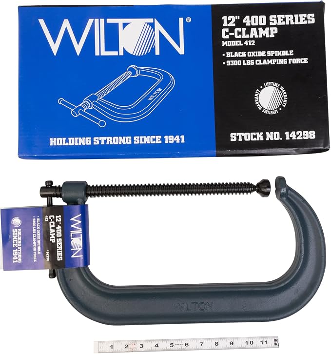 Wilton C-Clamp, 12-1/4" Opening, 6-1/4" Throat, 9300 Lbs. Clamping Force (Model 412) (Pack of 2)