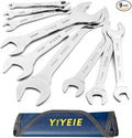 YIYEIE 9Pcs Super-Thin Wrench Set, 3mm Ultra-Slim Open End Wrench Set | Metric 5.5, 7, 8, 9, 10, 11, 12, 13, 14, 15, 16, 17, 19, 21, 22, 23, 24, 27mm, CR-V Steel, Flat Wrenches with Mirror Finish