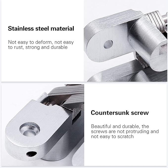 Hidden Hinge, 2 Pack 3.74 in 180° Folding Door, Zinc Alloy, for Cabinet & Cupboard, with Screws-S5