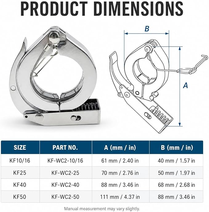 1PC Aluminum Alloy KF Vacuum Flange Clamp with Spring Lock Buckle