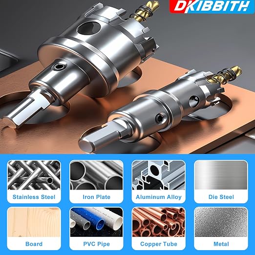 DKIBBITH TCT Hole Saw 2-1/4"(57mm) Heavy Duty Tungsten Carbide Tipped Hole Cutters for Stainless Steel, Copper, Iron, Brass, Plastic with Titanium-Plated Pilot Drill Bits.