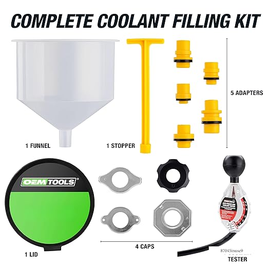 OEMTOOLS 87045 No Spill Coolant Filling Funnel Kit with Coolant Tester, No Spill Coolant Funnel Kit, Coolant Tester Kit