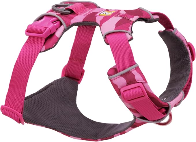 Ruffwear, Front Range Dog Harness, Reflective Soft Padded Everyday Harness with Dual Leash Clips, Adjustable and Lightweight Fit for Training or Walking for All Dogs, Pink Mountains, Small