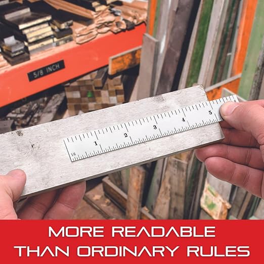 Starrett Spring Tempered Steel Rule with Satin Chrome Finish, Quick Reading and Inch Graduation - 12" Length, 7R Graduation Type, 3/64" Thickness - C607R-12