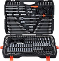 VEVOR Mechanics Tool Set, 308-Piece Mechanic Tool Kit, 1/4 in, 3/8 in, and 1/2 in Drive, SAE and Metric Socket Set, Wrenches, Screwdriver Bits, Accessories, and Storage Case, for Automotive Repair