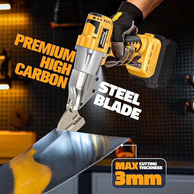 MtiolHig Cordless Sheet Metal Cutter: Sheet Metal Nibbler Compatible with Dewalt 20v Battery - 221 Ft-Lbs Torque Shears - Cuts 18GA Material for Steel, Leather & Carpet(Tool Only)