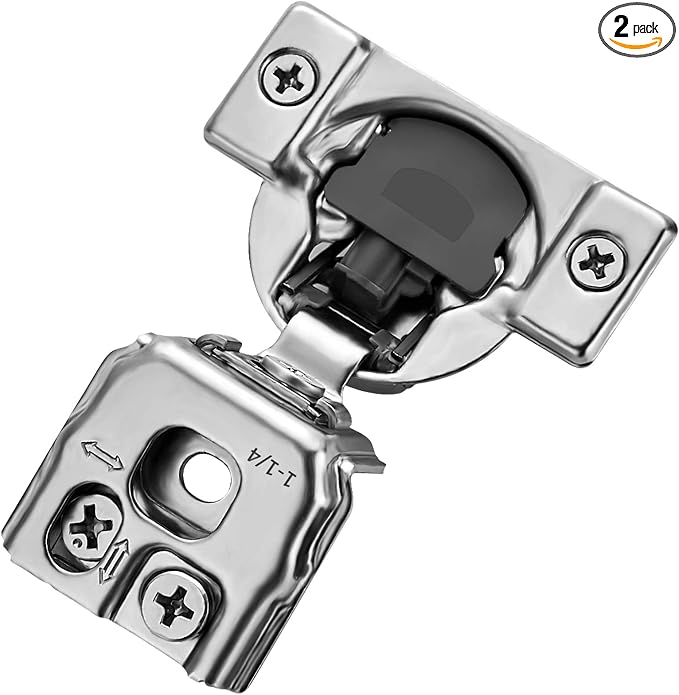 Ravinte 2 Pack 1 Pairs 1-1/4 inch Overlay Soft Close Hinges for Kitchen Cabinet Hinges Satin Nickel Hidden Hinges Stainless Steel Concealed Hinge self Closing
