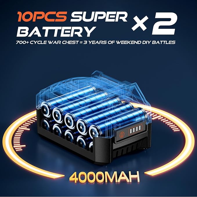 DECERK 400Nm Compact Impact Wrench - Precision Torque for DIY, Bicycle Repair & Furniture Assembly [4000mAh Dual Batteries] [1/2 Inch Driver] [21V MAX] Brushless, Cordless, Electric, Power, Gun