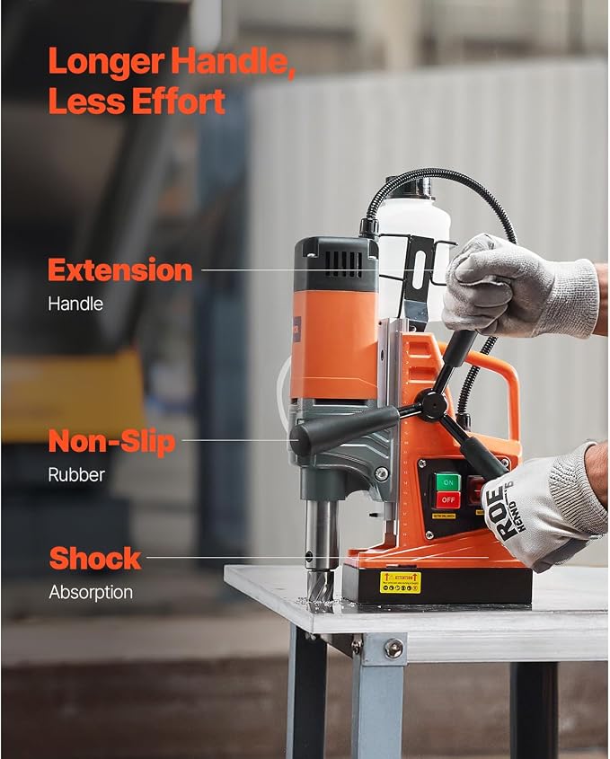 VEVOR Mag Drill Press, 1300W 1.57" Boring Diameter, 2922lbf Power Portable Magnetic Drill, 810 PRM, Electric Drilling Machine for Metal Surface, Industrial and Home Improvement