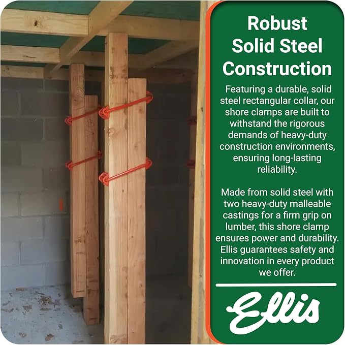 Ellis Shore Clamps - 4x2 Lumber Size, Adjustable Support System, Durable & Secure, Long-Lasting for Woodworking