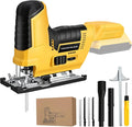 Jigsaw Cordless Compatible with DeWALT 20V MAX Battery, Barrel Grip Jig Saw Brushless, 7 Speed, 3 Orbital Settings, Vacuum Adapter, 45° Bevel Cutting, LED Light, Bare Tool for Wood, Plastic, Metal