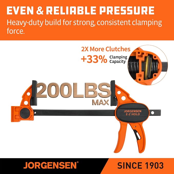 JORGENSEN E-Z Hold 2-Pack 6" 200LBS Light Duty Woodworking Bar Clamps