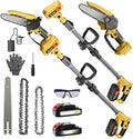 2-in-1 Cordless Pole Saw & Mini Chainsaw, 6-Inch Battery Powered Tree Trimmer with 4.4ft Extension Pole, 2 Batteries | Safe High Branch Pruning for Homeowners