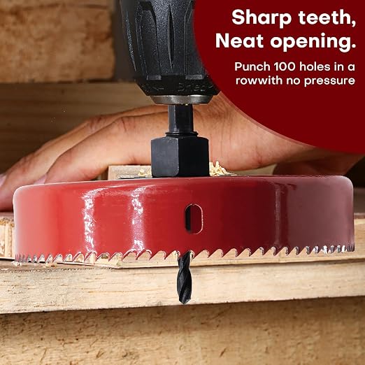 17-Piece Hole Saw Kit, Includes 13 Sizes (3/4" to 5"), Arbors, Drill Bits, and Hex Key, Ideal for Softwood, Plywood, and PVC(RED)