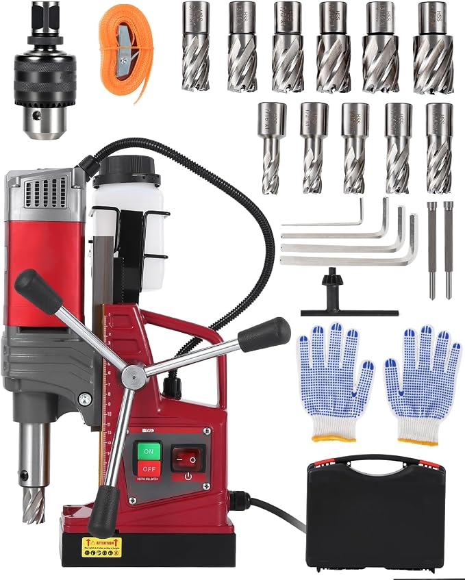 PrecisionAuto Magnetic Drill Press – 1450W Motor, 820RPM, 1.57" Boring Diameter, 13000N Magnetic Force, Twist Drill Adapter, Portable Electric Drill for Steel Beam & Metal, Industrial & Construction