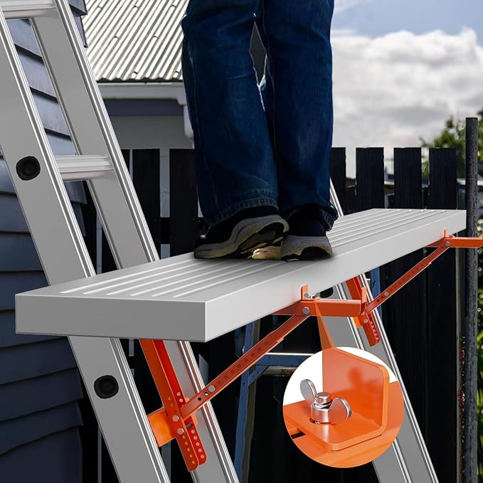 2 Pack Ladder Jacks for Scaffolding Platform Heavy Duty Steel Ladder Jacks Scaffold Bracket Extension Ladder Jack for Roofing Painting Jobsite 20 inch Platform