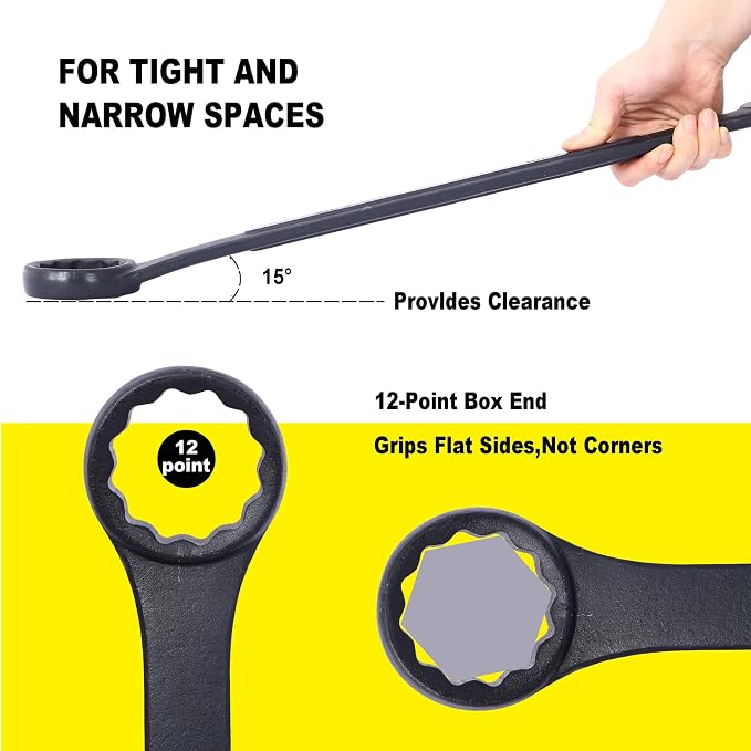 11PC Jumbo Combination Wrench Set, Metric, 34-50mm, Extra Large Wrenches | 34, 35, 36, 38, 40, 41, 42, 44, 46, 48, 50 mm sizes, Extra Large Combination Wrench Sets with Pouch (11PC-Metric)