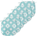 Lunarable Geometric Chair Seating Cushion Set of 6, Nested Diagonal Squares with Tiny Polka Dots Symmetric Repetition, Anti-Slip Seat Padding for Kitchen & Patio, 16"x16", White and Pale Teal