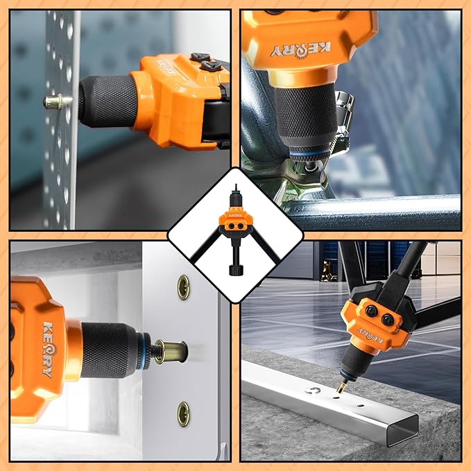 Kerry 16" Rivet Gun Nut Tool, Professional Rivet Nut Tool Kit with 11 Metric & Inch Mandrels M3 M4 M5 M6 M8 M10 M12, SAE10-24, 1/4-20, 5/16-18, 3/8-16, 110pcs Rivnuts and Blow Carry Case