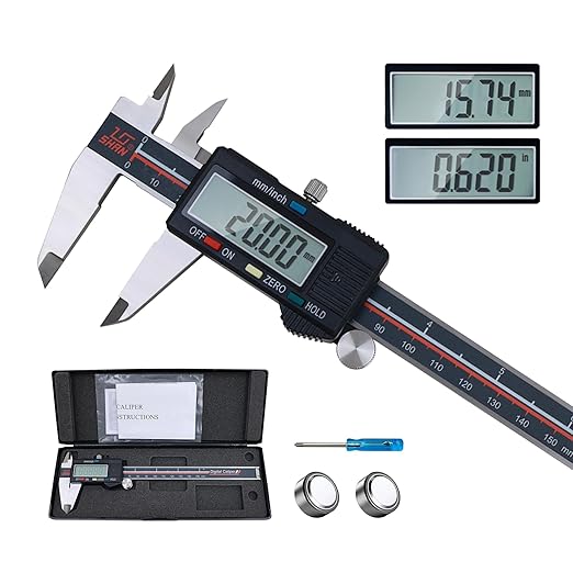 Measurement Conversions for Inches, Electronic Digital CaliperStainless Steel, Extra Large LCD Screen, Millimeters
