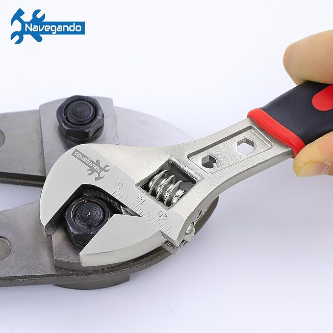Navegando 3-Piece Adjustable Wrench Set, 6 8 10 Inch, High Carbon Steel | Adjustable Wrenches with Non-Slip Grip, Rust Resistant, Ideal for Plumbing, Automotive & Home DIY Repair