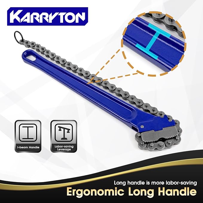 14" Chain Pipe Wrench 2" - 5" Pipe Diameters, 18.5" Chain Length Max Breaking Load 5500Lbs, Heavy Duty Plumbing Tool for Pipe Installation, Oil Fields Operations and Maintenance