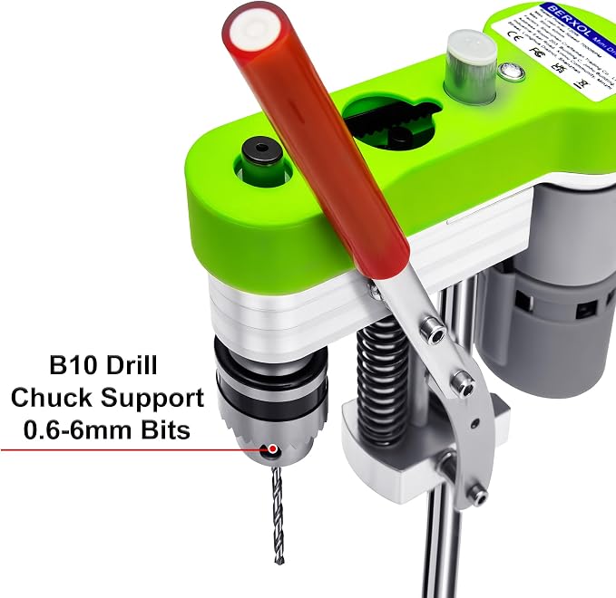 Mini Drill Press, Benchtop Portable Electric Drilling Machine, CNC 795 Motor, B10 Chuck, for Metal, Wood, Jewelry, DIY Crafts (green)
