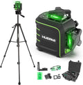 Huepar 360 Laser Level with Tripod, 60-Inch Drop Protection Self-Leveling Green Lazer Leveler Tool for Picture Hanging, Pulse Mode Adjustable Brightness, Hard Case, Green Glasses & Target Plate