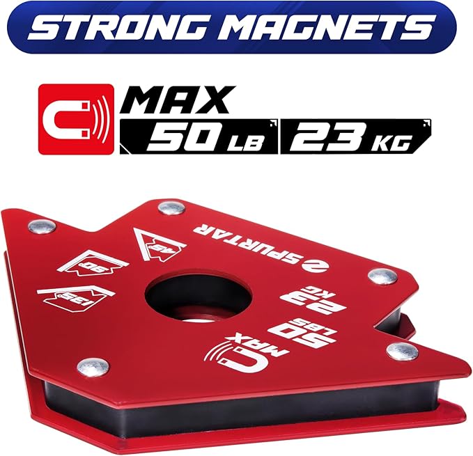 Spurtar Welding Magnets, 50lbs 4Pcs Welding Magnets and Clamps Heavy Duty Magnetic Holder Square 45°, 90°, 135° Degree Angle