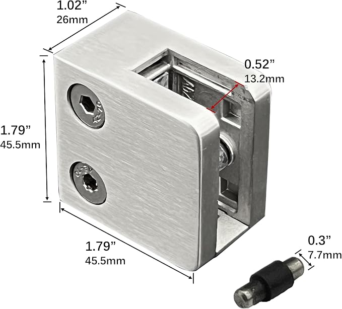 4-Pack Square Glass Clamps, 304 SS, 6-12mm, Polished (LIUCHONGYANG99)