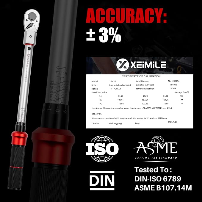 Adjustable Open End Torque Wrench 1/2" Drive-10-170 Ft-Lb for HVAC | 40MM 1/2 Inch Pound Torque Wrench(13.6-230.5Nm), Interchangeable Jaw&Ratchet Head for Car, Moto, Narrow Pipeline