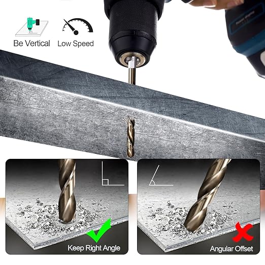 Hex Shank Cobalt Drill Bit Set 16Pcs 1/16"-3/8", M35 HSS Twist Impact Drill Bits for Metal and Hardened Steel, with Indexed Storage Case