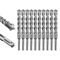 SALI 10PCS 3/4"*8" SDS Plus Rotary Hammer Drill Bit Kit - Cross-Type Double Thread Carbide Material for Concrete, Brick, Cement Walls, Stone