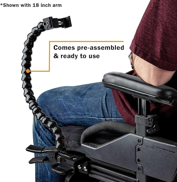 MOGO ModularHose Assistive Technology Phone Holder with Heavy-Duty Spring Clamp (Opens to 2"), 24 Inch Arm