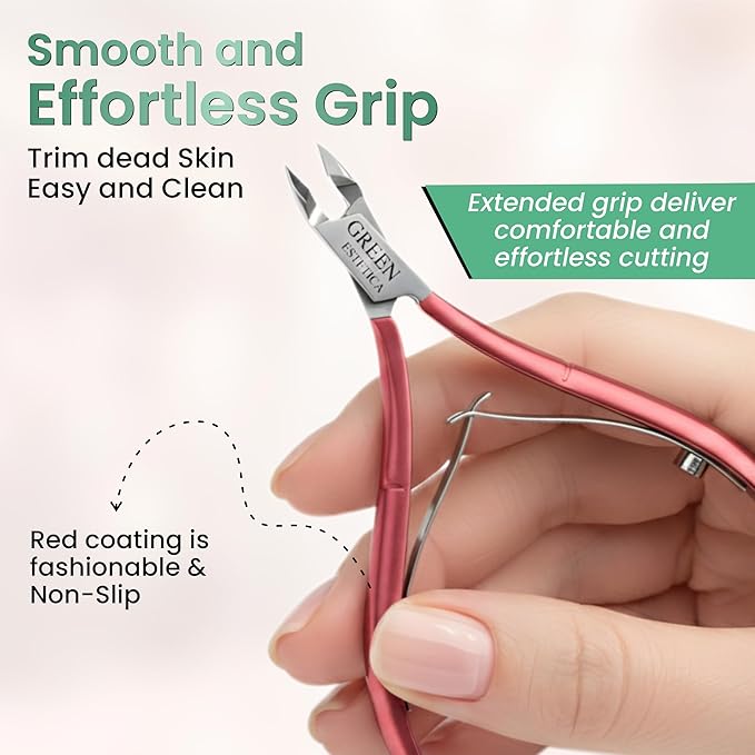 Professional Cuticle Trimmer Nail Cuticle Cutter Stainless Steel Cuticle Nippers with Sharp Blades of Cuticle Remover Clippers Manicure Tools Double Spring for Nail Care Pedicure Nail Tools (Red)
