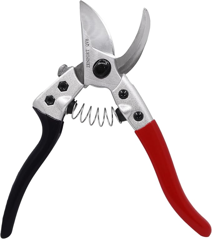 Zenport QV8 Q Series V8 Professional Chrome-plated Pruner, Black/Red